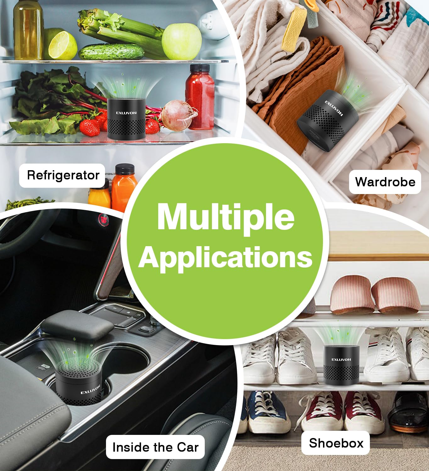 Exluvon Refrigerator Deodorizer, Fridge Odor Eliminator Lasts for 10 Years, Household Essentials Travel Size Air Purifiers, More Effective Than Baking Soda and Bamboo Charcoal Air Purifying Bag, Black