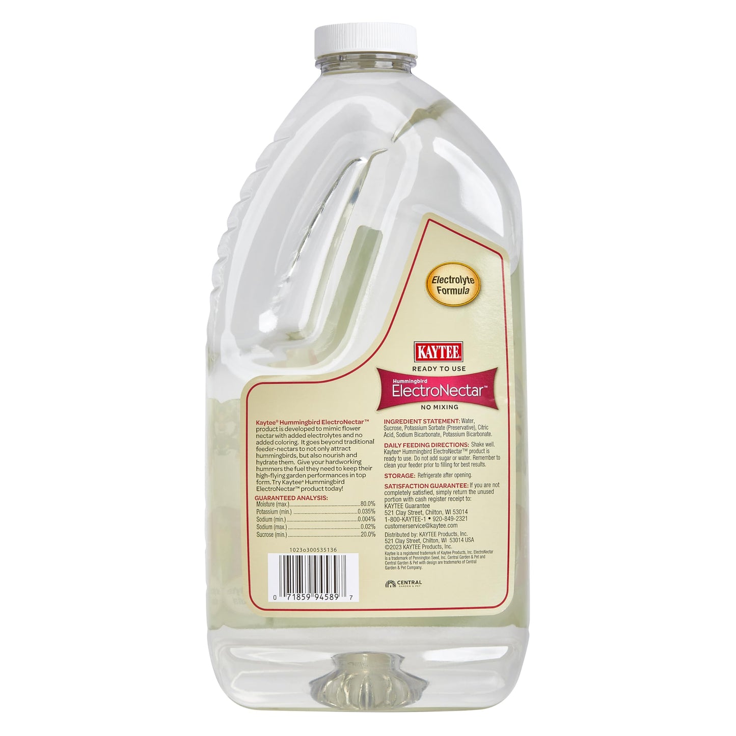 Kaytee Hummingbird ElectroNectar Wild Bird Food, Ready to Use, 64 Ounces