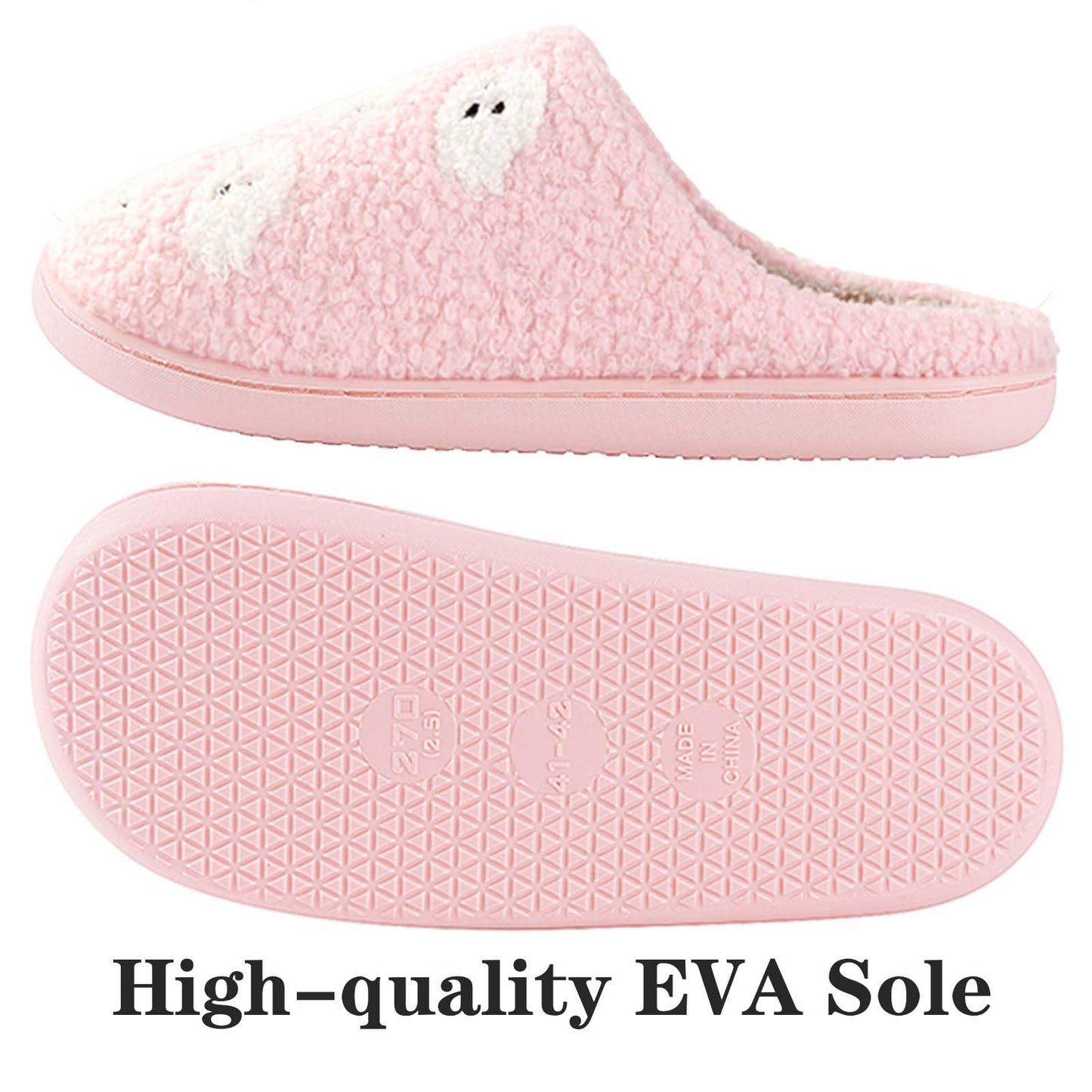 HIPINISS Halloween Slippers Skull for Women Men GhostFace Plush Warm Slippers Indoor Outdoor Memory Foam House Home Winter Shoes,Pink Skull 41-42