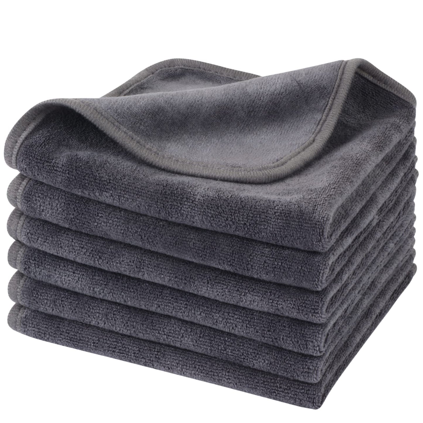 KinHwa Soft Washcloths Quick Drying Face Cloths Reusable Makeup Remover Cloths Microfiber Facial Cloths for Washing Face Gray Makeup Washcloths 6 Pack