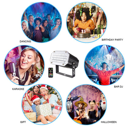 Halloween Strobe Light with Remote, JLPOW Sound Activated Mini Strobe Lights Super Bright 48 RGB LED, Remote Control Flash Stage Lighting, Best for DJ Party Show Club Disco Halloween