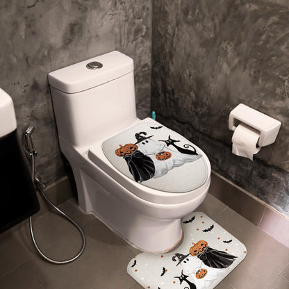 4 Pcs Halloween Ghost Shower Curtain Set 72" Halloween Bathroom Decor Set with 12 Hooks Non Slip Rug Toilet Lid Cover and Bath Waterproof Mat Restroom Shower Accessories Haunted Spooky House Decor