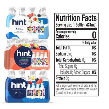 Hint Bottled Water, Smashup Variety Pack Bundle - Purified Flavored Water with Zero Calories, Sugar Free, Natural Flavors - 16 Fl Oz (Pack of 36)
