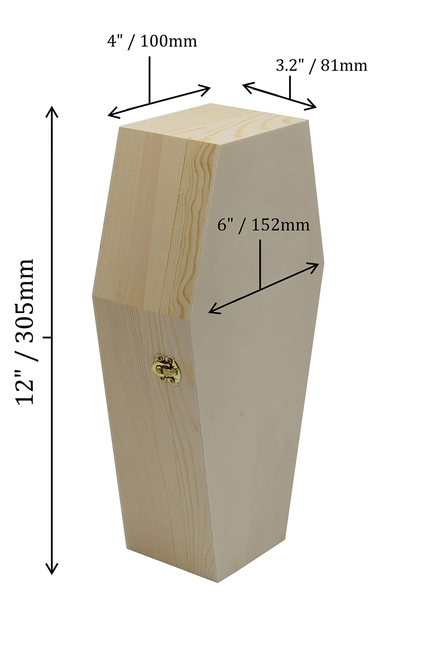Creative Hobbies Medium 12 Inch Halloween Coffin Box - Fillable Hinged Box for Halloween Décor, Party Favor, Goth, Decoration, Pet Casket