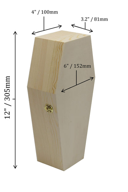 Creative Hobbies Medium 12 Inch Halloween Coffin Box - Fillable Hinged Box for Halloween Décor, Party Favor, Goth, Decoration, Pet Casket