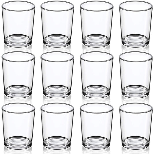 DARJEN Votive Candle Holders Set of 12 - Glass Votives Holder - Clear Floating Tealight Candle Holder Bulk for Table Centerpieces & Wedding Decor