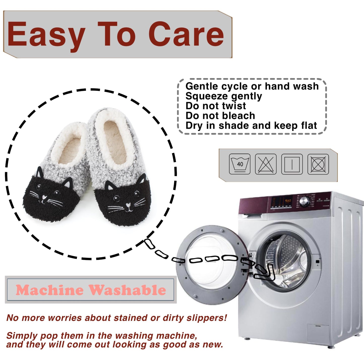 cosyone1997 Cute Slippers for Women Adults Kids Girls Teens, Fuzzy Bedroom Shoes Indoor, Soft Cozy Fluffy House Socks, Unique Funny Christmas Gifts for Mom Grandma Animal Lovers, Black Cat Size 7-8