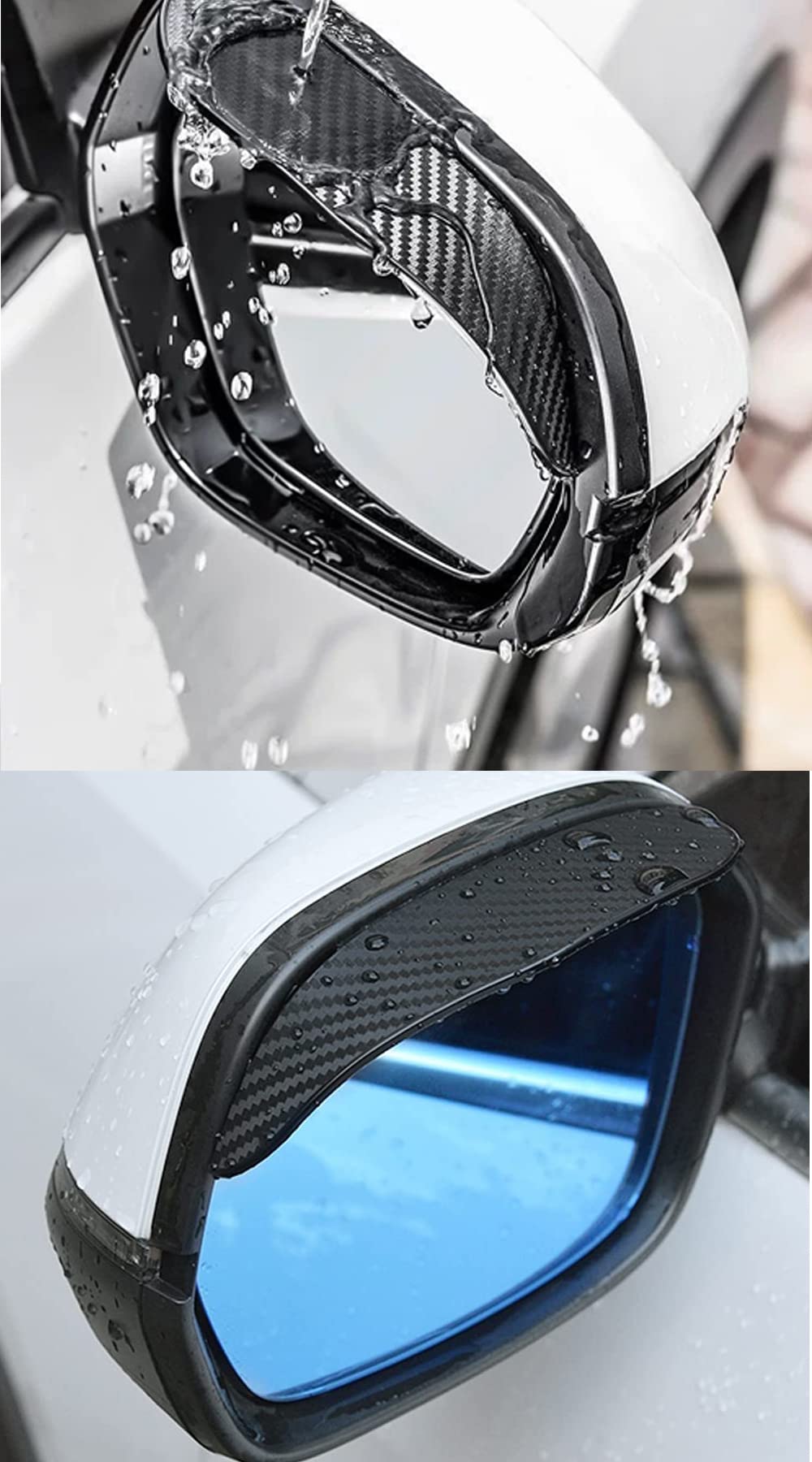 Pincuttee Mirror Rain Visor Eyebrow, Side Mirror Rain Guards, Covers for Car Uniservial Fit 2 Pack