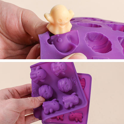 2 Packs Halloween Silicone Molds Ghost Molds Silicone Cute Ghost Chocolate Candy Baking Mold for Halloween Candy Chocolate Jelly Ice Cube Cake Topper