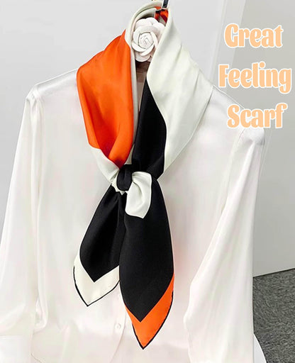 kcctoo 27.5" Mulberry Silk Feeling Head Scarf Women's Fashion Square Neck Satin Scarfs for Bag Hair Scarves Gift