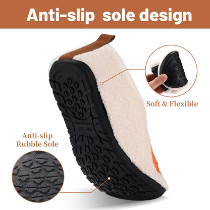 Ibeauti Womens Mens House Slippers Rubber Sole Indoor Slipper Socks Lightweight Fleece Lined Slip-on Barefoot Slippers (Beige Pumpkin, Adult, Women, Numeric Range, Medium, 6, 6.5)