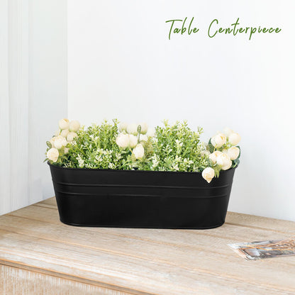 Dahey 3 Pcs Metal Hanging Flower Pots for Railing Fence Outdoor Planter 15.7 Inch Hanging Bucket Pots Countryside Window Flower Plant Holder with Detachable Hooks for Garden Yard Home Decor,Black