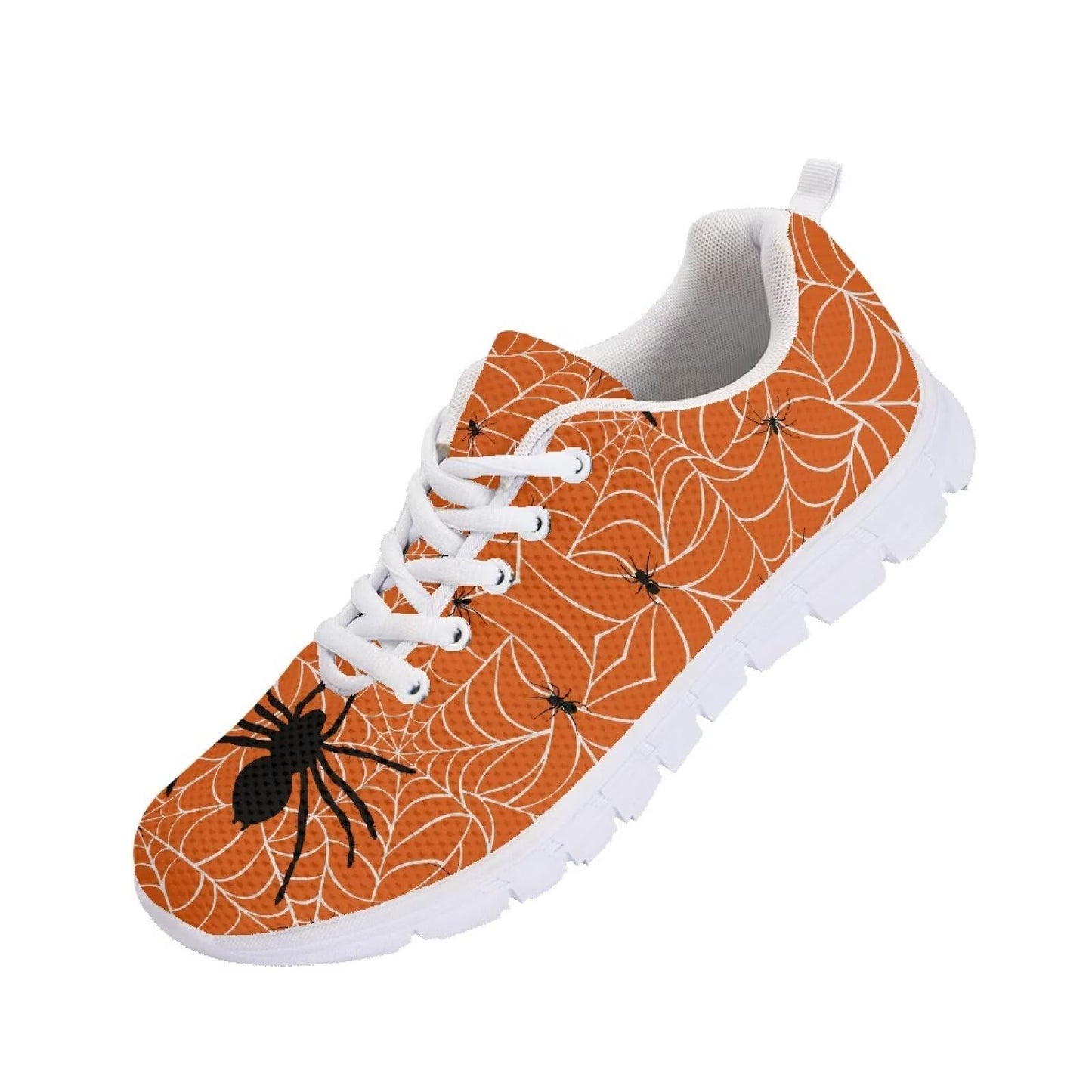 GIFTPUZZ Orange Web Men's Slip-On Sneakers Halloween Themed Lightweight Walking Shoes with Non-Slip Sole for Indoor/Outdoor Comfortable Casual Fashion Gifts for Halloween Size 45