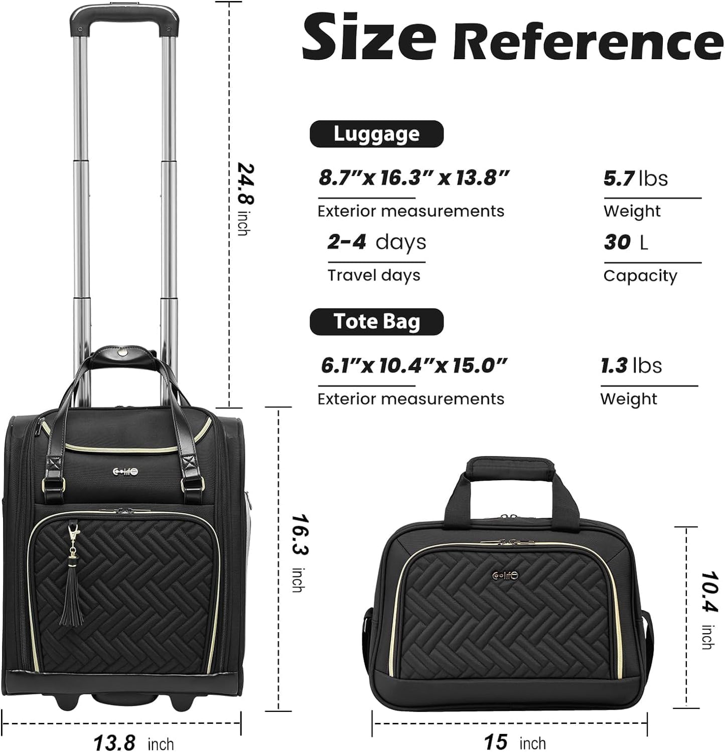 Coolife Luggage Carry On Luggage Underseat Luggage Suitcase Softside Wheeled Luggage Lightweight Rolling Travel Bag Underseater (Champagne Gray, Carry-On 16-Inch)