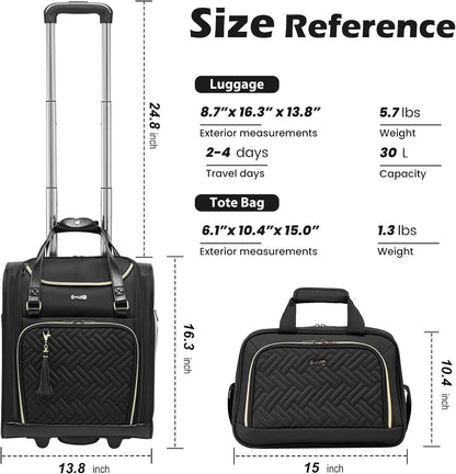 Coolife Luggage Carry On Luggage Underseat Luggage Suitcase Softside Wheeled Luggage Lightweight Rolling Travel Bag Underseater (Champagne Gray, Carry-On 16-Inch)