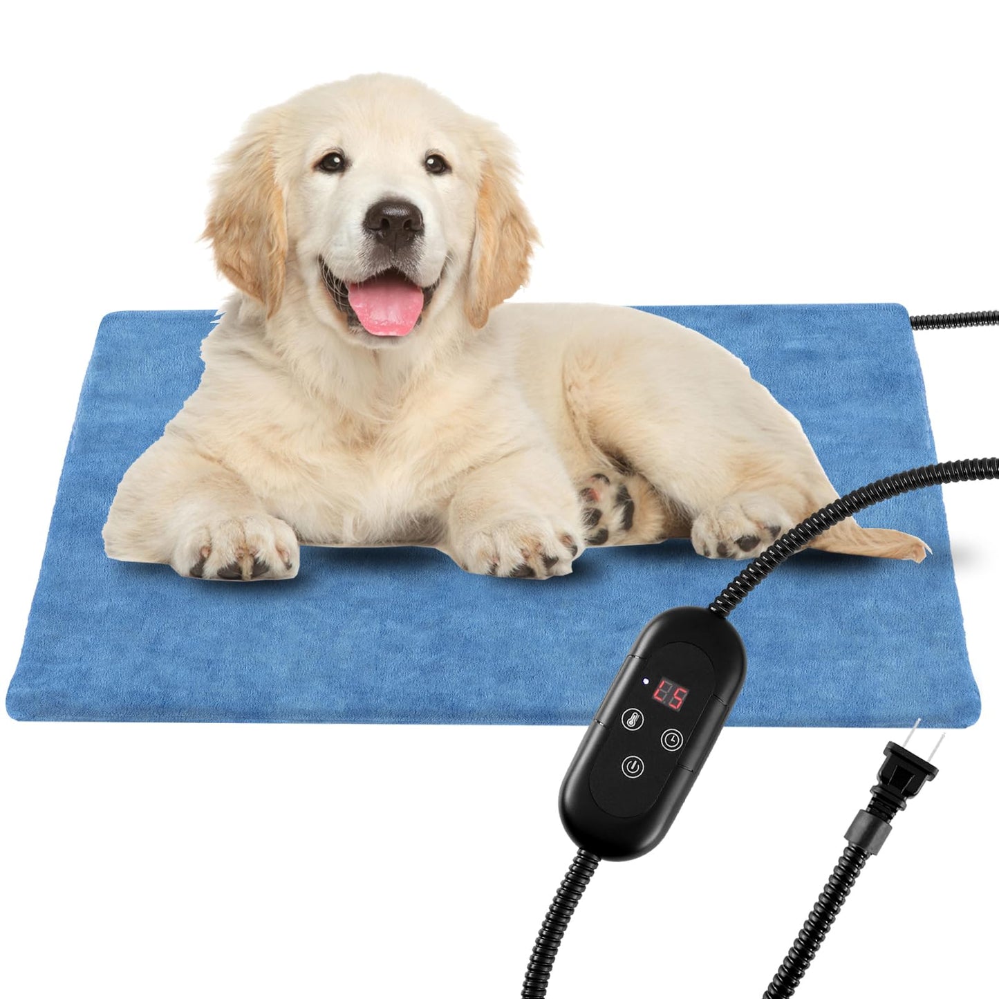 KEKELAN Pet Heating Pad for Dogs, Indoor Outdoor Waterproof Electric Heated Pad Mat for Cats with Chew Resistant Cord,5 Timer and 6 Level Temperature Pet Bed Warmer-15.7x27.5