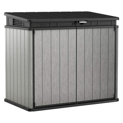 Keter Outdoor Storage Box & Shed for House, Patio & Yard, Elite Store, 4.6 x 2.7 Ft, Gray - Portable Utility Deck and Cabinet for Tools, Equipment, and Garbage
