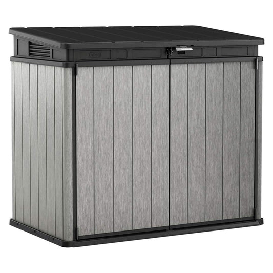 Keter Outdoor Storage Box & Shed for House, Patio & Yard, Elite Store, 4.6 x 2.7 Ft, Gray - Portable Utility Deck and Cabinet for Tools, Equipment, and Garbage