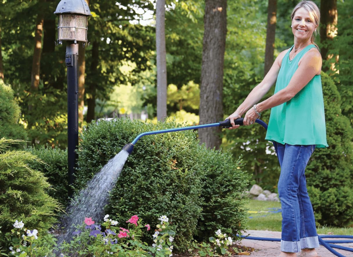 Dramm Touch-N-Flow Rain Wand – 30” Long, Green – Full Watering Flow with Trigger-Style Shut-Off Valve & Lock – High-Flow, Gentle Spray for Gardens, Hanging Baskets & Flowerbeds