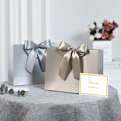 JMANNI Gift Bag, 1PCS Gift Bags Large with Ribbon and 1 Greeting Cards 2 Tissue Paper, Portable Paper Gift Bag with Handles, Birthday Gift Bags,Present Bags for Wedding Party Mothers Day