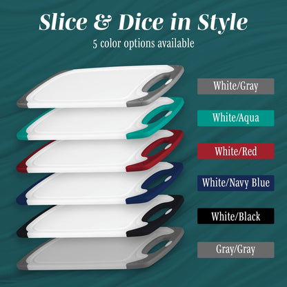 Cutting Boards for Kitchen - BPA-Free Chopping Board - Different Sizes & Non Slip Handles - Reversible, Large Cutting Board Set - Unique Gifts for Cooks Who Have Everything - 3-Pack Gray