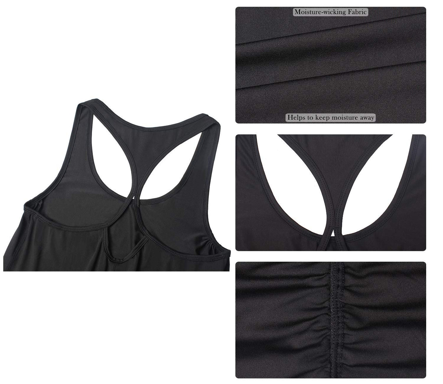 icyzone Woemen's Soft Racerback Workout Yoga Fitness Sports Tank Top (M, Black)