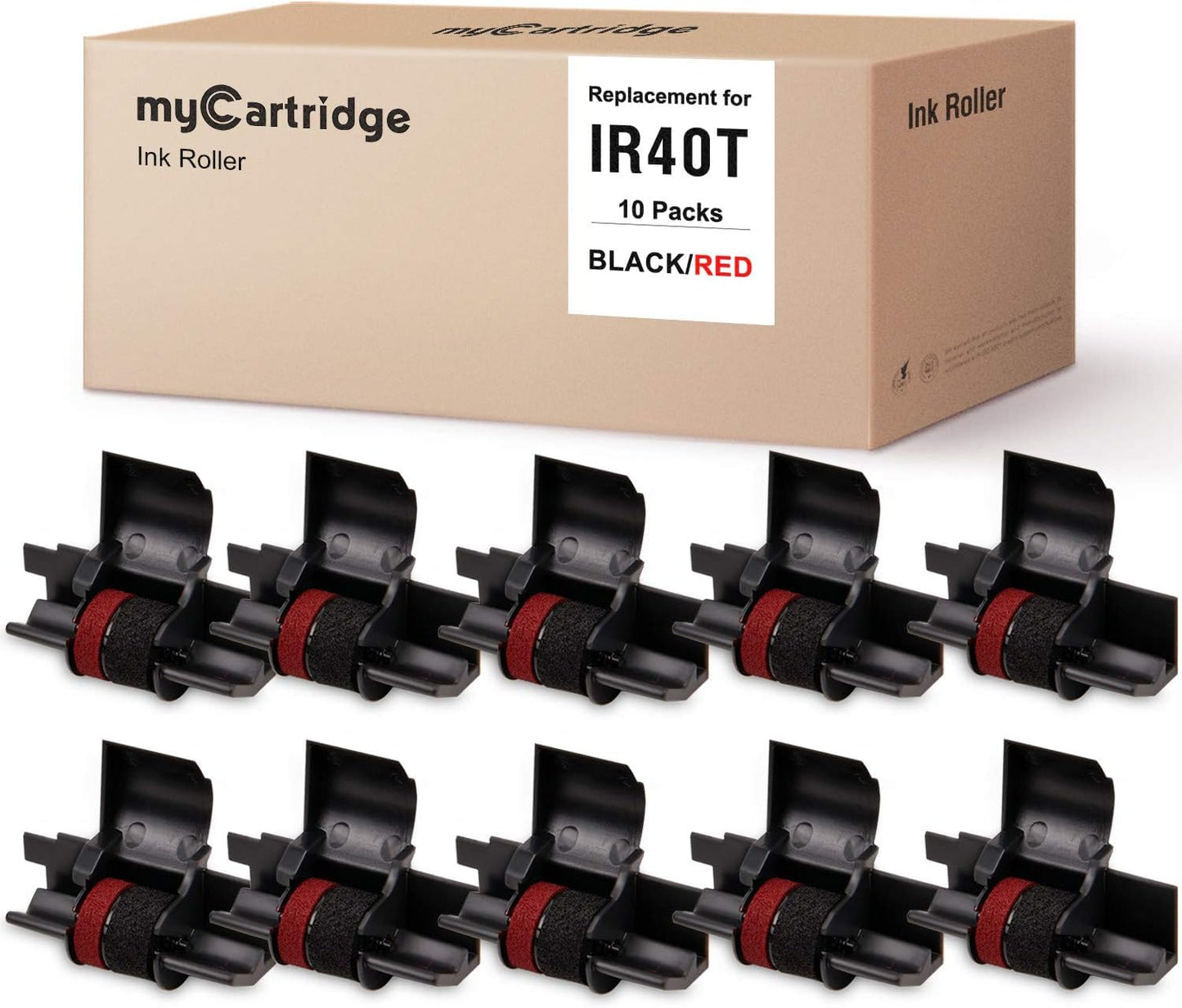 10 Pack MYCARTRIDGE IR40T IR-40T Ink Ribbon Compatible with Calculator Ink Roller IR-40T CP-13 NR-42 Replacement for Canon P170-dh MP11dx P23-dhv Sharp el-1801v el-1750v Casio hr-170rc(Red/Black)