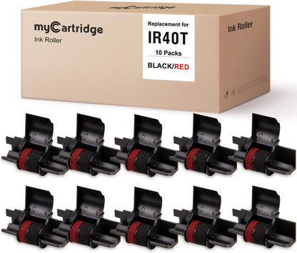 10 Pack MYCARTRIDGE IR40T IR-40T Ink Ribbon Compatible with Calculator Ink Roller IR-40T CP-13 NR-42 Replacement for Canon P170-dh MP11dx P23-dhv Sharp el-1801v el-1750v Casio hr-170rc(Red/Black)