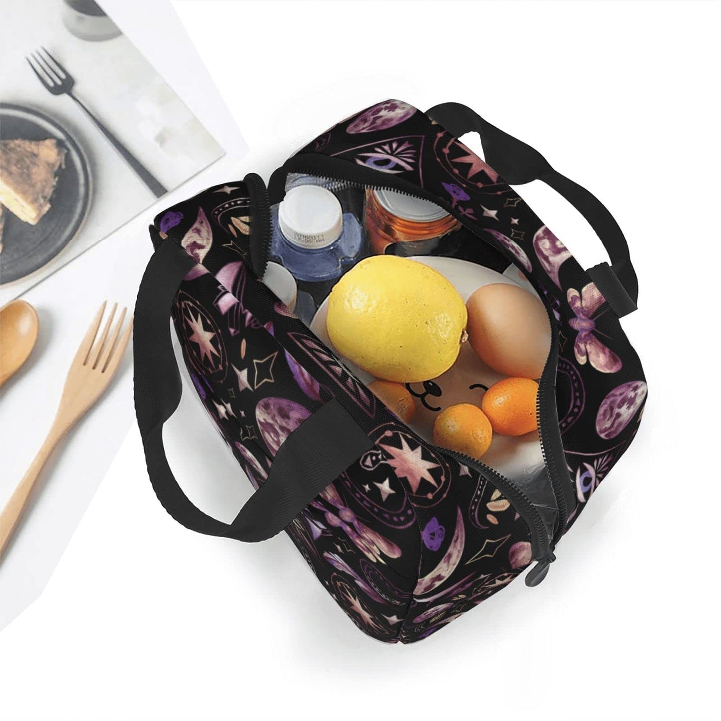 DADABULIU Lunch Bag Tarot Moon Butterfly Magic Goth Insulated Lunch Box Cooler Tote for Adults Kid Girl Women Work Office School Picnic Beach Reusable Lunchbox Over 3 Years Old