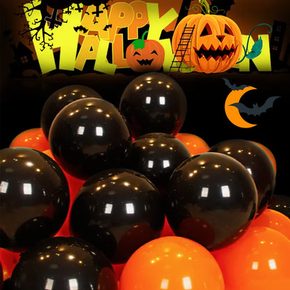 100 Pcs Black and Orange Balloons 12 Inch Halloween Latex Balloons Thicken Helium Party Balloons for Halloween,Wedding, Birthday Party Balloon Arch Garland Decoration