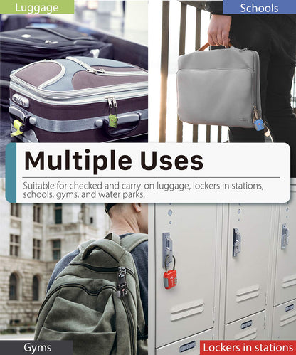 Fosmon TSA Approved Luggage Locks, Cable Suitcase Travel Lock, 3 Digit Long Shackle Combination Padlock, Wire Lock for Gym Locker, Backpack Anti Theft