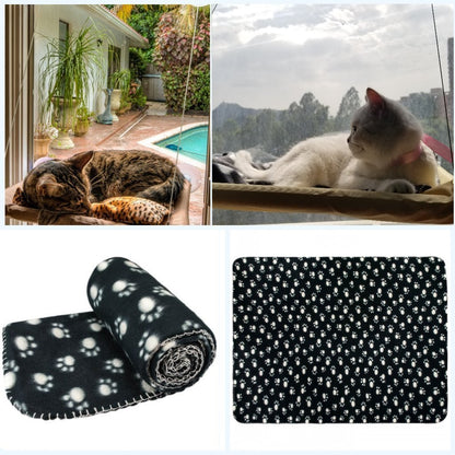 JZK Cat Window Hammock + Blanket, Suction Cup Pet Hanging Bed, Black Blanket for Cat Perch