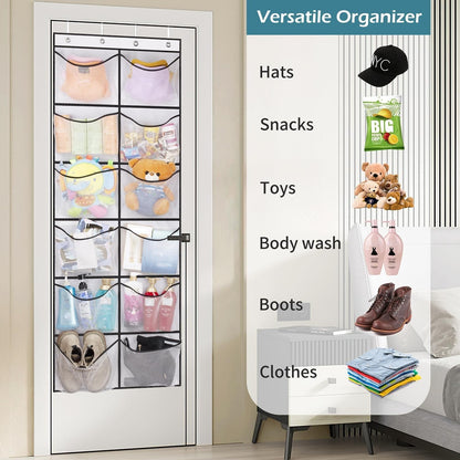 KIMBORA Over The Door Shoe Organizer 12 Large Mesh Pockets Boots Hanging Storage Shoe Rack for Closet White