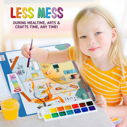 Educational Kids Placemats Set of 4: Opposites Days of the Week Months of the Year Learn to Count 1-100 - Bundle - Non Slip Washable