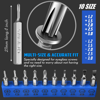 Eyeglass Sunglass Repair Kit,MINGFIX Magnetic Eye Glasses Repairing Tool Kit with Assorted Screws,Nose Pads,Small Screwdriver Bit Set & Tweezer with Mini Travel Case for Glasses,Sunglasses and Others