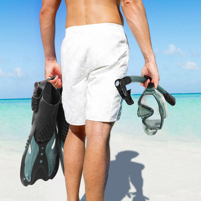 KUYOU Mask Fins Snorkeling Gear for Adults - Wide View Anti-Fog Mask, Full Dry Top Snorkel Gear Set (Dark Celadon, L/XL)