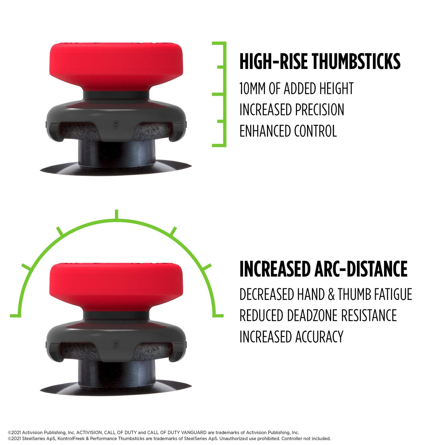 KontrolFreek Call of Duty: Vanguard Performance Thumbsticks for PlayStation 4 (PS4) and PlayStation 5 (PS5) | 2 High-Rise, Hybrid| Red/Black