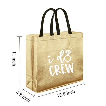 CUTERUI GIFTED 1 pcs Champagne I Do Crew Non-Woven Gift Bag for Bridesmaid Gifts,Bachelorette Party Favors