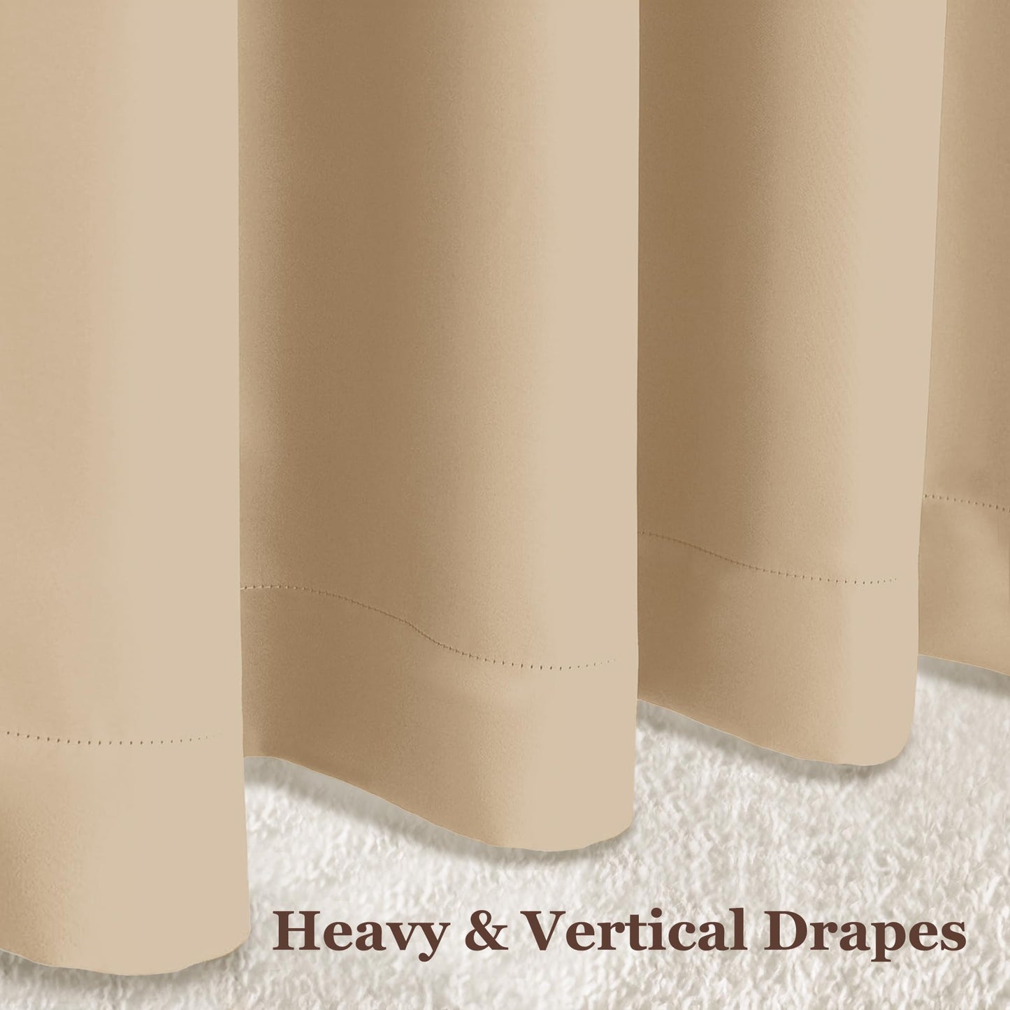 Rose Home Fashion Blackout Sliding Door Curtains, Room Darkening Thermal Insulated Curtains for Living Room Bedroom, Sliding Glass Door Drapes, 1 Panel, W52 x L96, Biscotti Beige