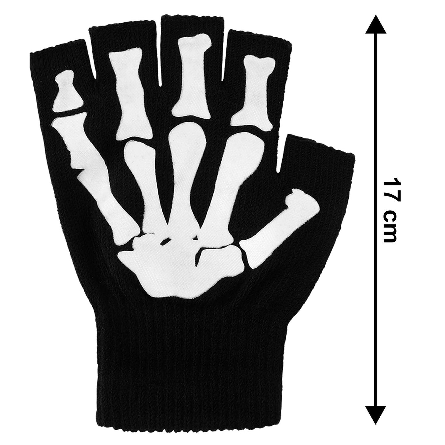 Cooraby Halloween Skeleton Gloves Glow in the Dark Knitted Mechanic Gloves