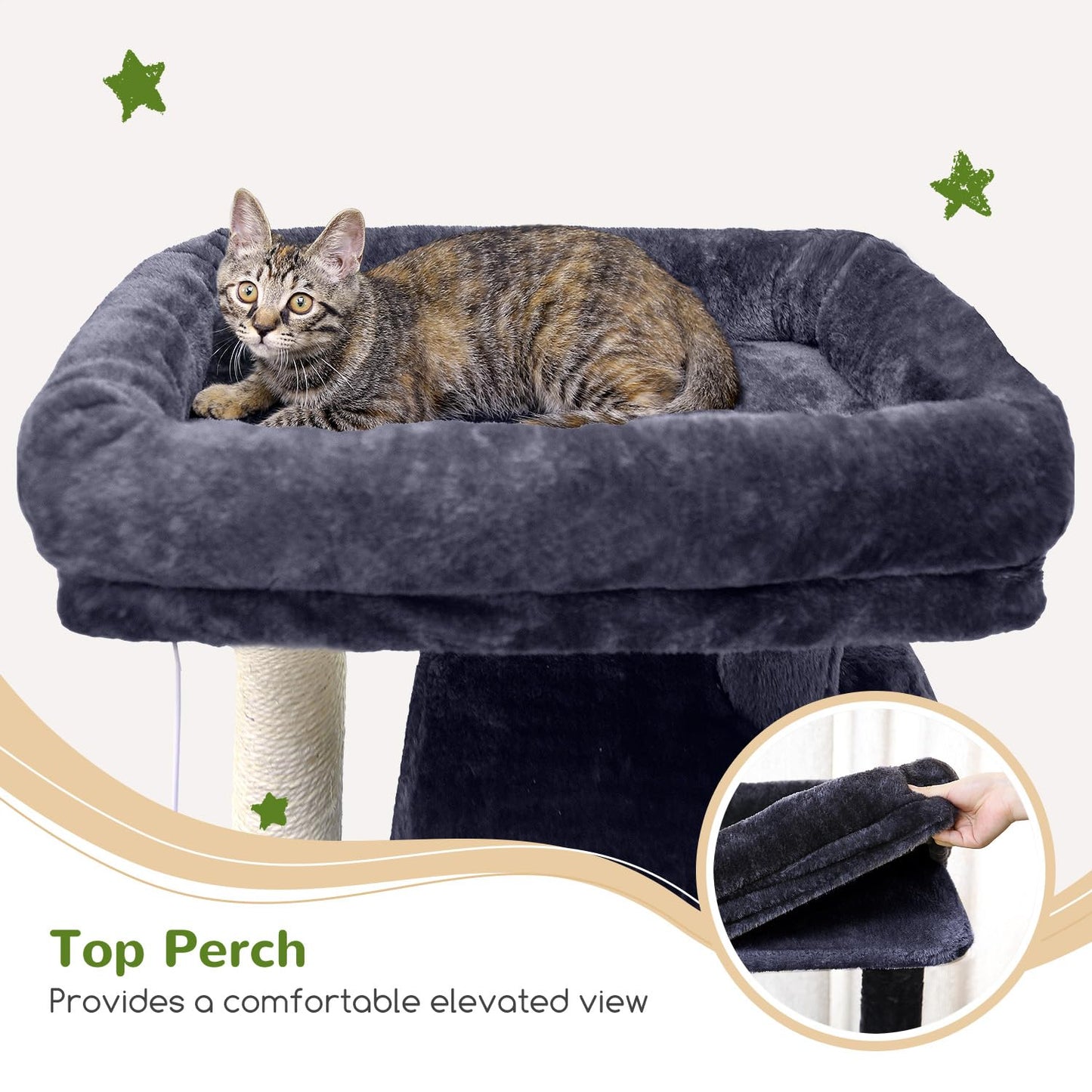 Globlazer Heavy Duty Cat Tree, 70 inch Sturdy Cat Tree for Indoor Cats Extra Large Cat Tower with Scratching Post, Hammock, Cat Condo for Adult Cats Kittens, F70 Pro, Dark Grey