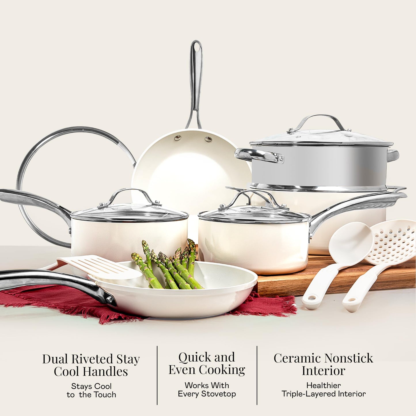 GOTHAM STEEL 14 Inch Frying Pan, Extra Large Frying Pan Skillet for Family Cooking, Non Toxic Ceramic Nonstick Coating PFOA PFOS Free, Ergonomic Stay Cool Handle, Oven and Diswasher Safe