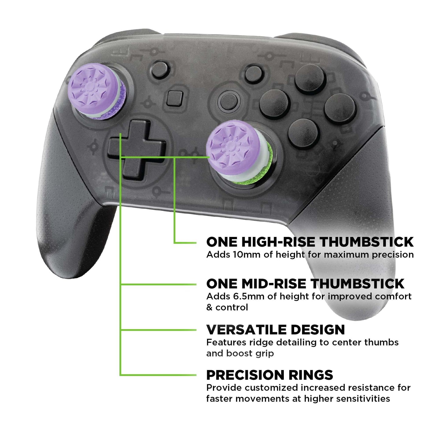 KontrolFreek Aim Boost Kit for Nintendo Switch Pro Controller | Includes Performance Thumbsticks and Precision Rings | Galaxy Edition