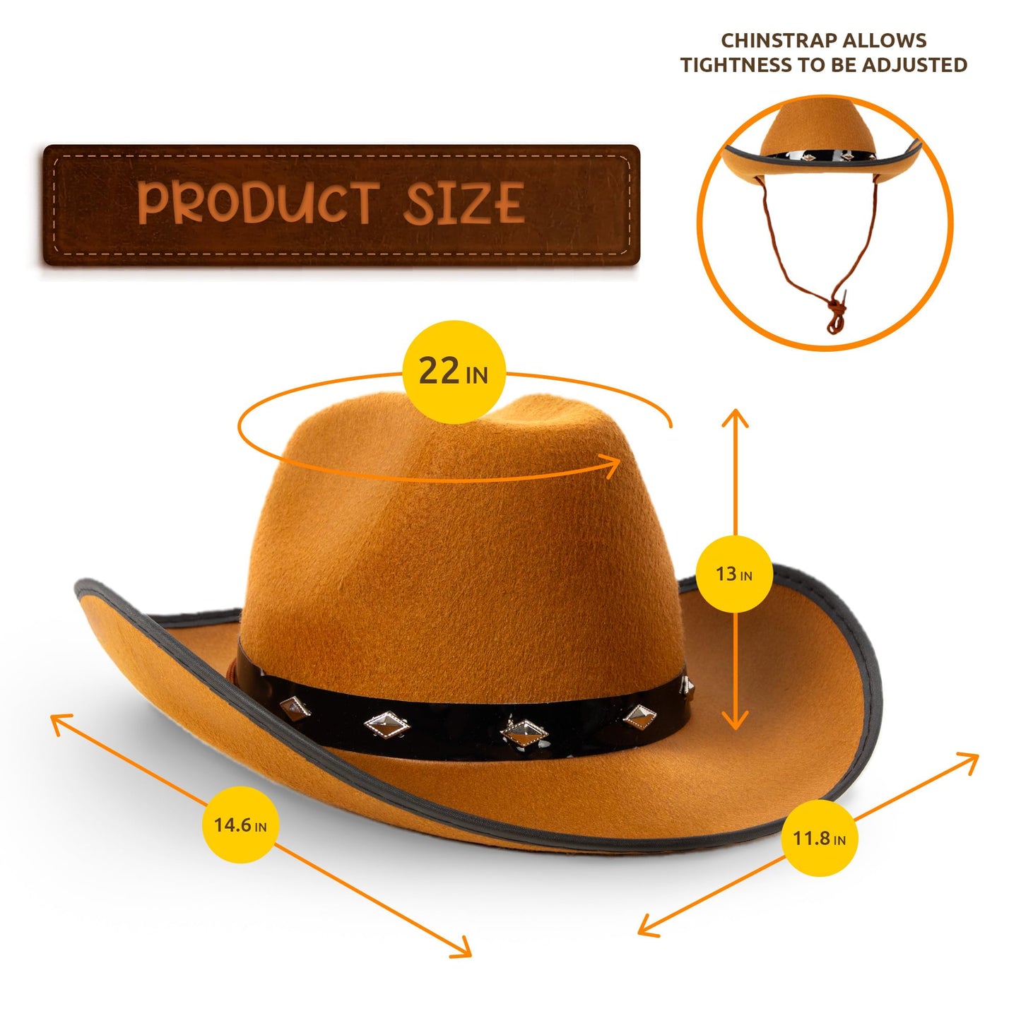 Fun Central - Brown Felt Studded Cowboy Hat - Unisex