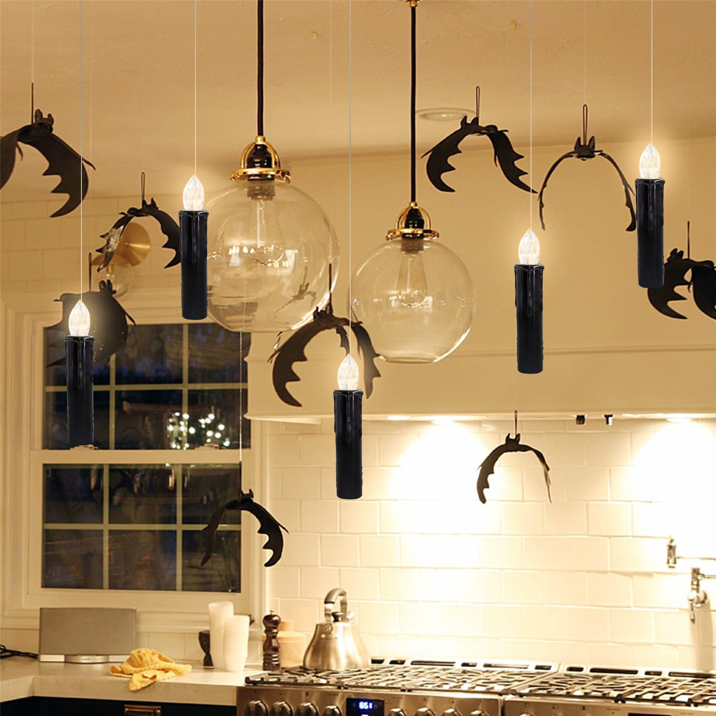 Gedengni LED Candlesticks Short Taper Candle, 4inches Battery Operated Chandelier Halloween Black Flameless Candles Mini Remote Candle Sticks for Harry Potter Party Home Decor,10pcs-BL