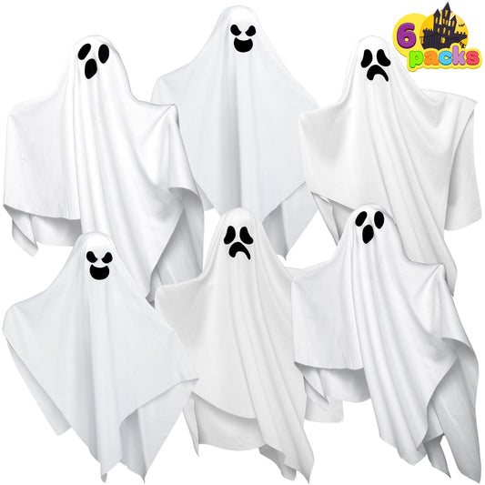 JOYIN 6 Pcs Halloween Decorations Outdoor Hanging Ghost, 19.6” White Flying Ghost for Halloween Party Decorations, Hanging Decor for Indoor Garden Yard Front Porch Patio Lawn Holiday Props