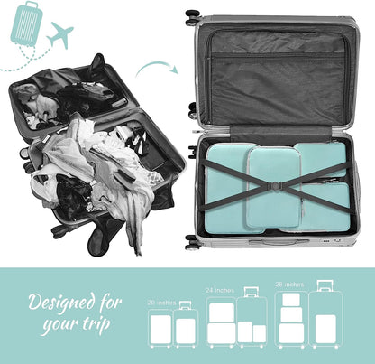 Compression Packing Cubes for Travel, 4pcs Travel Packing Cubes Organisers for Travel Accessories compression bags Packing Organisers Expandable Storage forl Luggage Suitcases-Skyblue