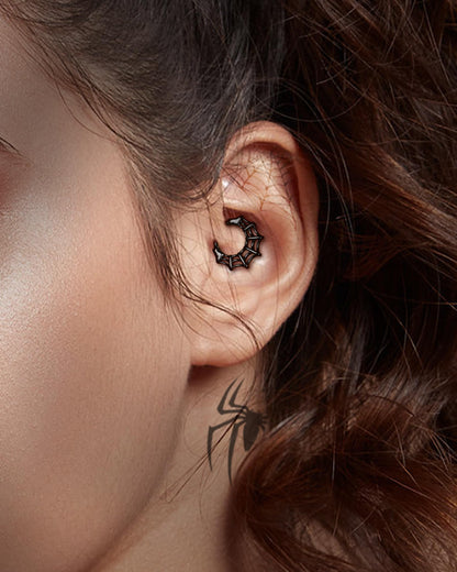 COCHARM Black Spider Web Septum Ring Halloween Septum Nose Rings 16G Helix Hoop Earring Black Daith Piercing Jewelry Stainless Steel