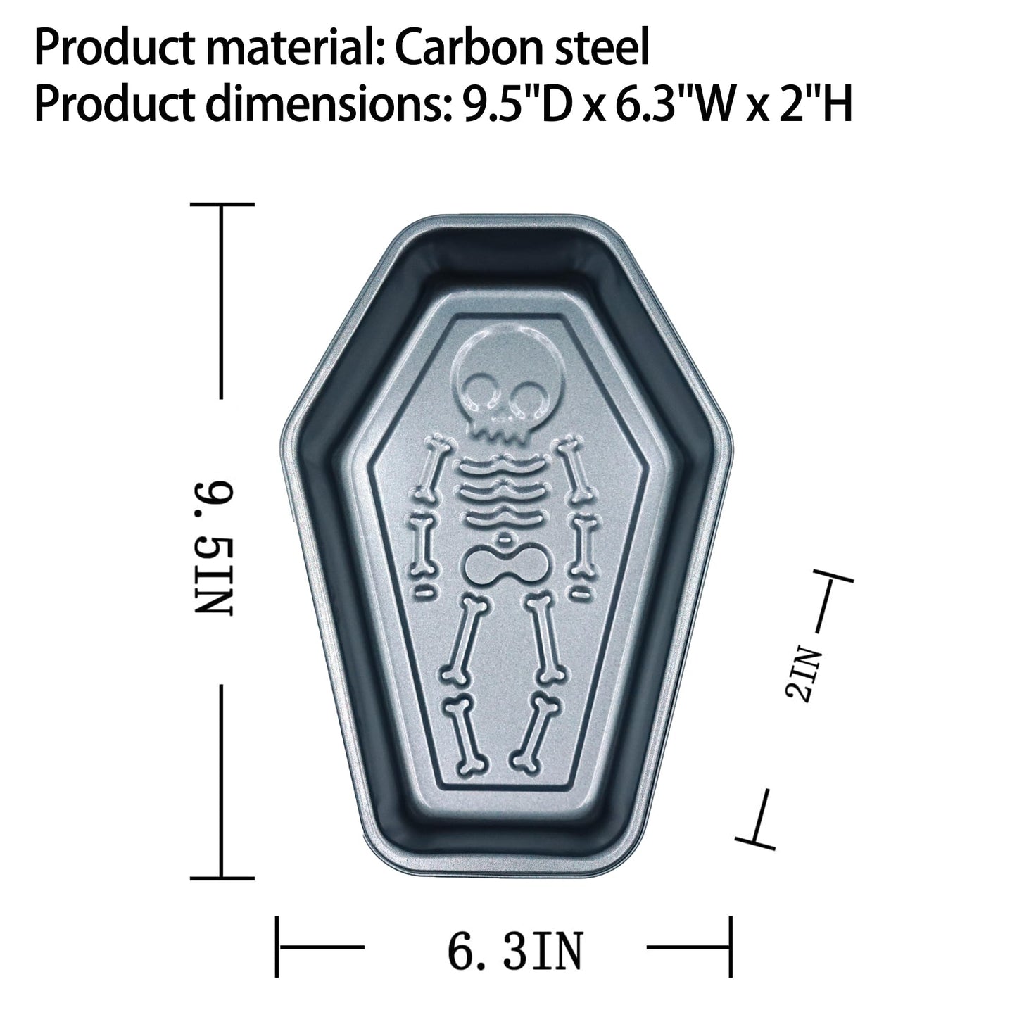 Kundalini Halloween Skeleton Cake Pan, Coffin Shaped Non-Stick Baking Mold