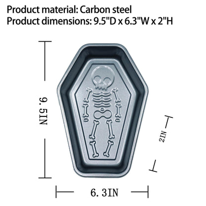 Kundalini Halloween Skeleton Cake Pan, Coffin Shaped Non-Stick Baking Mold